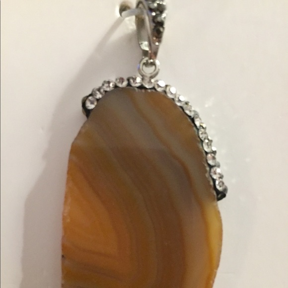 New Large Brown Genuine Stone Pendant Nickel Free - Picture 3 of 9